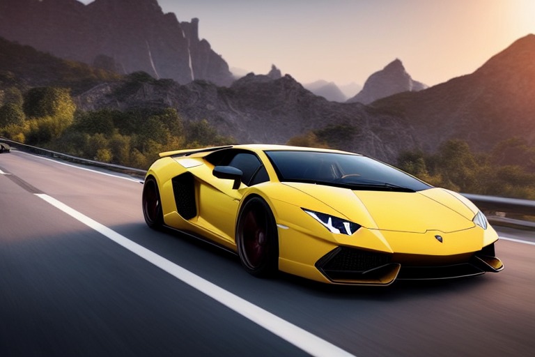 professional photo of Lamborghini sports car in motion, tuned, n ...