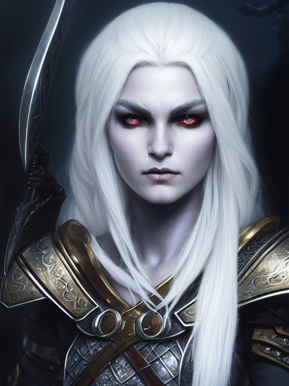 1girl Female Cleric Drow With White Hair And Wearing An Armour Arthub Ai