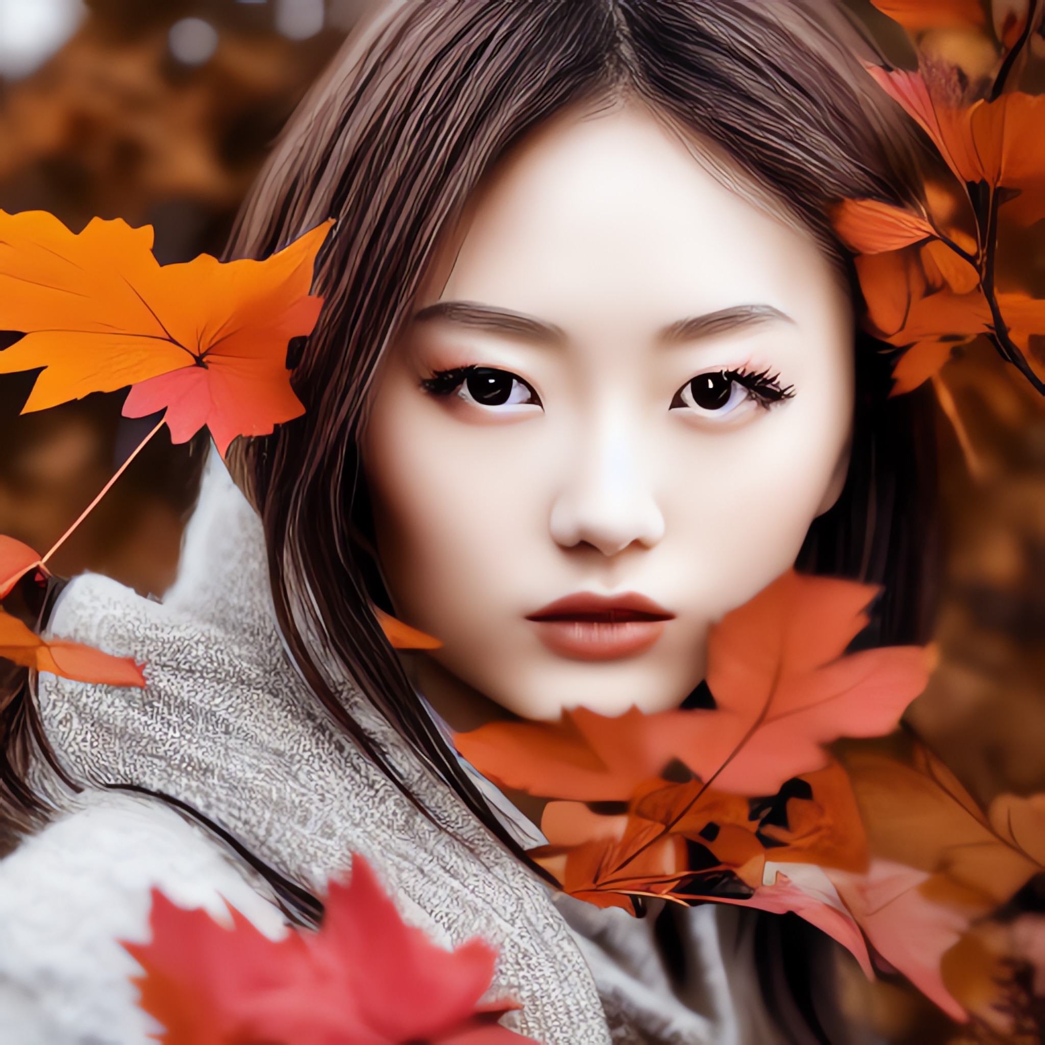 Beautiful Japanese Girl In Autumn Intricate Elegant Highly De 
