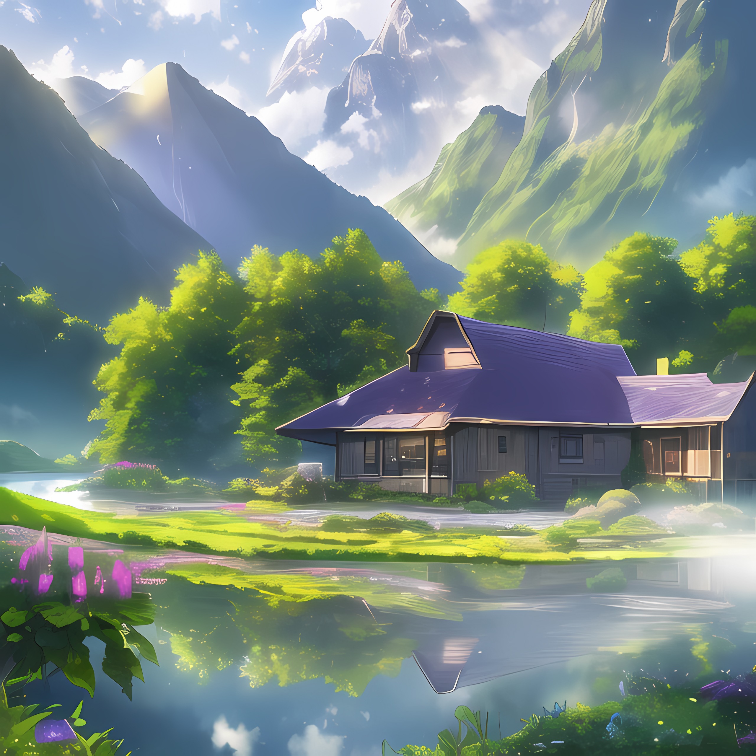 Free Photo | Anime style house structure
