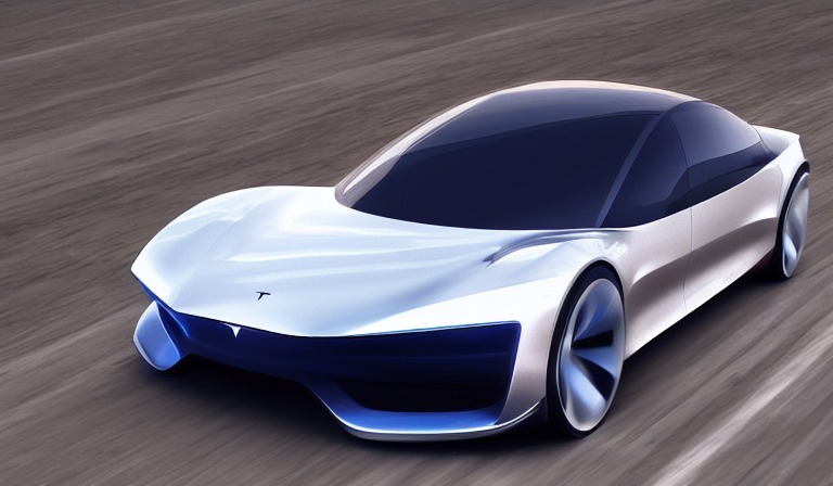 digital painting of a futuristic Tesla concept car, car design ...