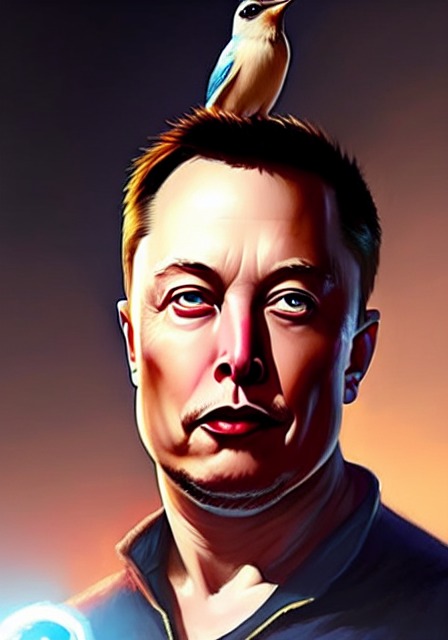 Fantasy Warrior Portrait Male Elon Musk And A Blue Bird Greg Arthub Ai
