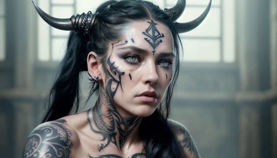 Warrior Girl With Rune  Facepaint