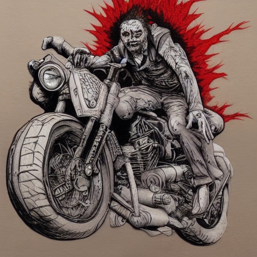 zombie drawing on a chopper