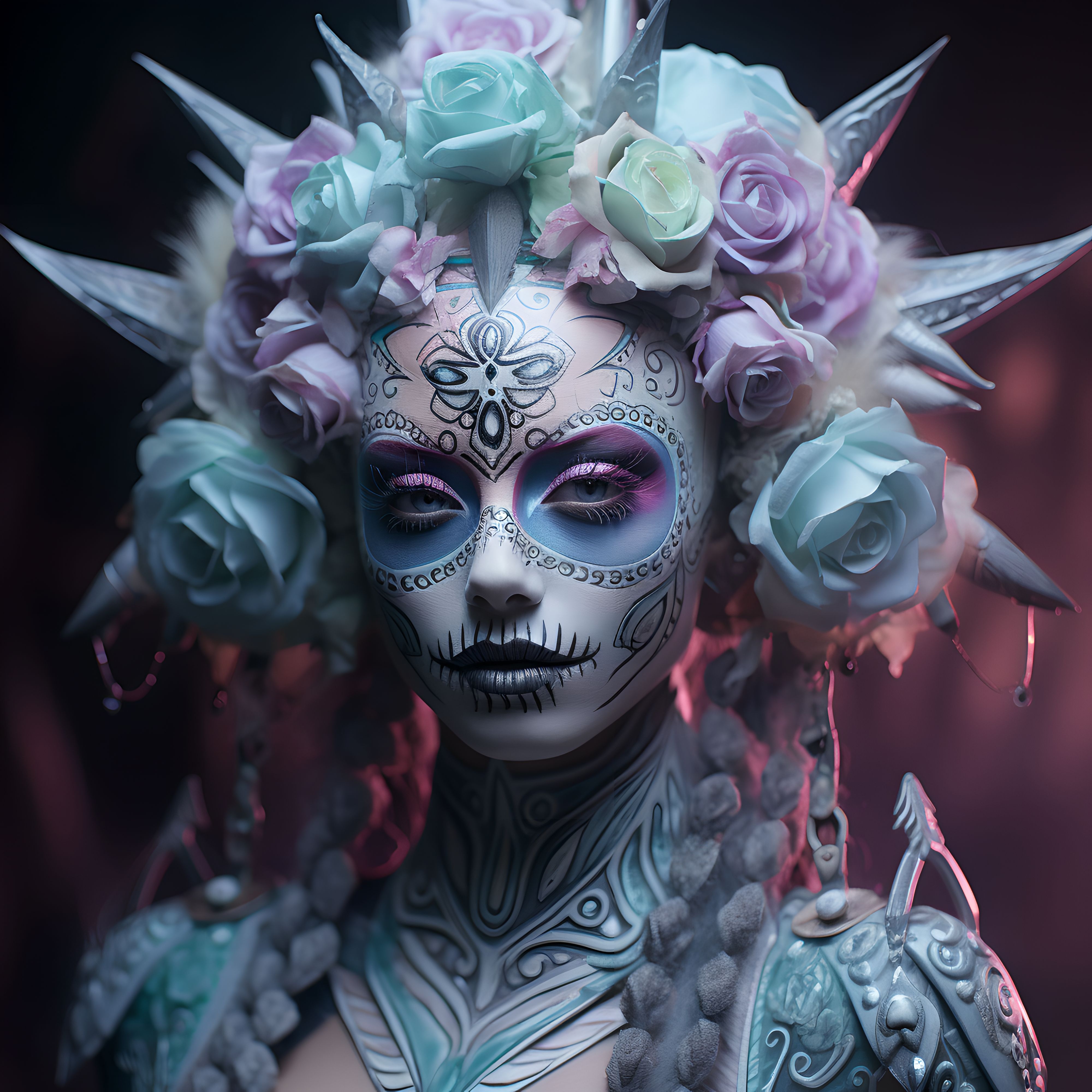 Priestess Day of the Dead makeup, bright colors - Arthub.ai