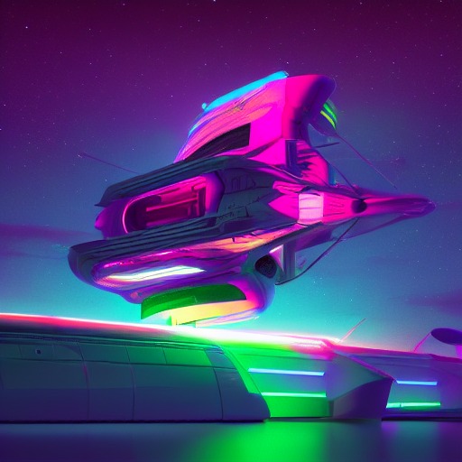 Neon Viking Spaceship Aurora CGI Realistic Cinematic Electric 
